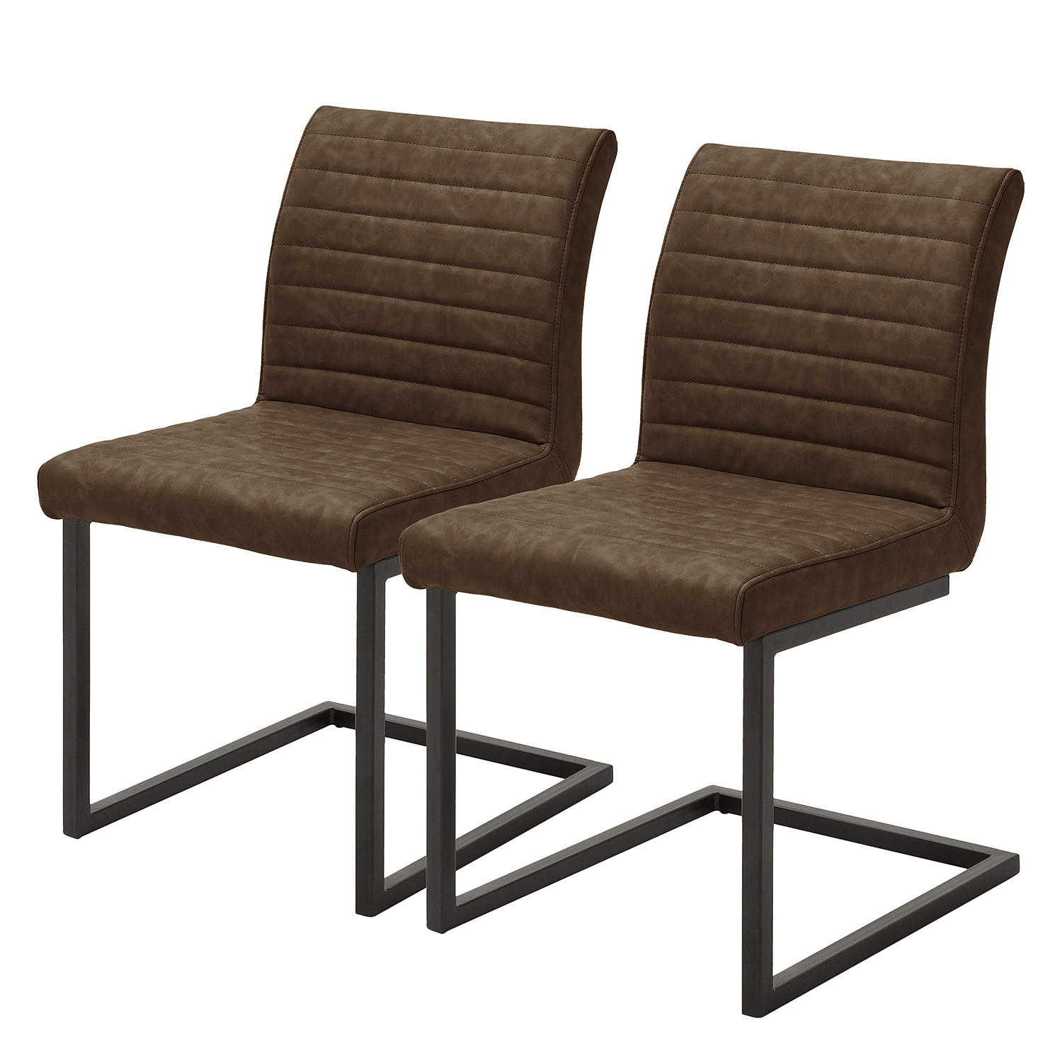 FREISCHWINGER - 2er-Set - Vintage Kunstleder - Schwarz/Braun, Kunststoff/Metall (47/86/63cm) - home24