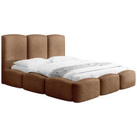 POLSTERBETT Harmony mit Bettkasten, Braun Boucle 200x200 cm - Beige/Birkefarben, Holzwerkstoff/Kunststoff (200/200cm) - WFL GROUP