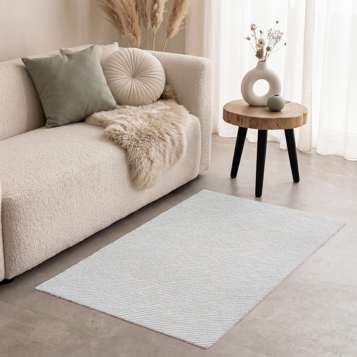 KOBERCE - Vlny - rebrovanie - biele - 80x120 cm - biela, textil/plast (80/0.4cm) - OnlyWow