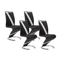 STUHL Freischwinger 4er-Set - Kunstleder - Schwarz & Weiß - TWIZY - Schwarz, Leder (49/100/61cm) - Vente-Unique