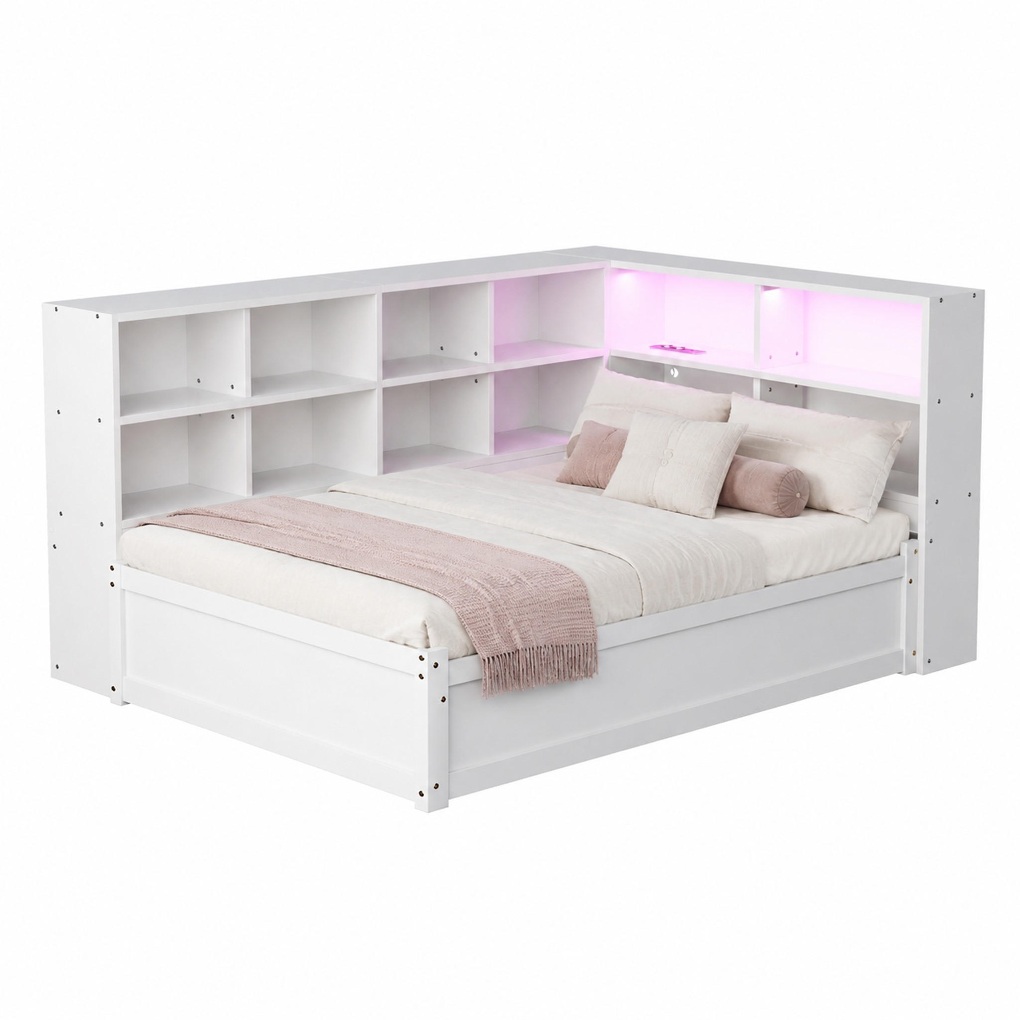 SOFABETT mit Stauraum und Steckdose 90x200 cm Massivholz Weiß - Weiß, Holz (90/200cm) - Meubliv
