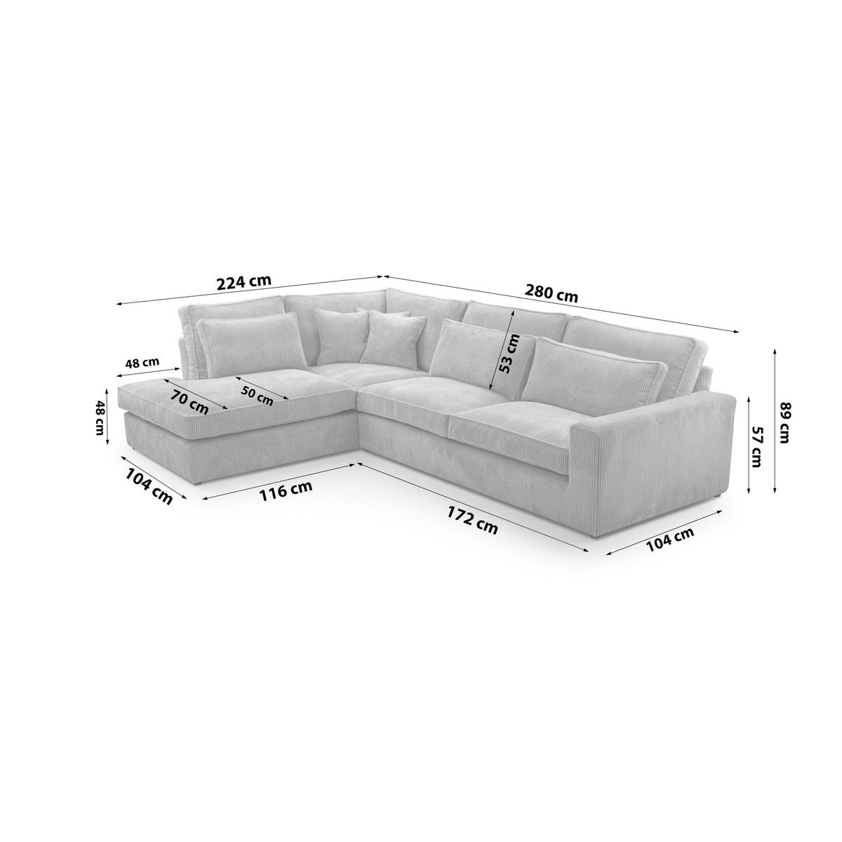 ECKSOFA Eckcouch Monica mini L-form, Grau - Grau, Textil (224/280cm) - Fedve