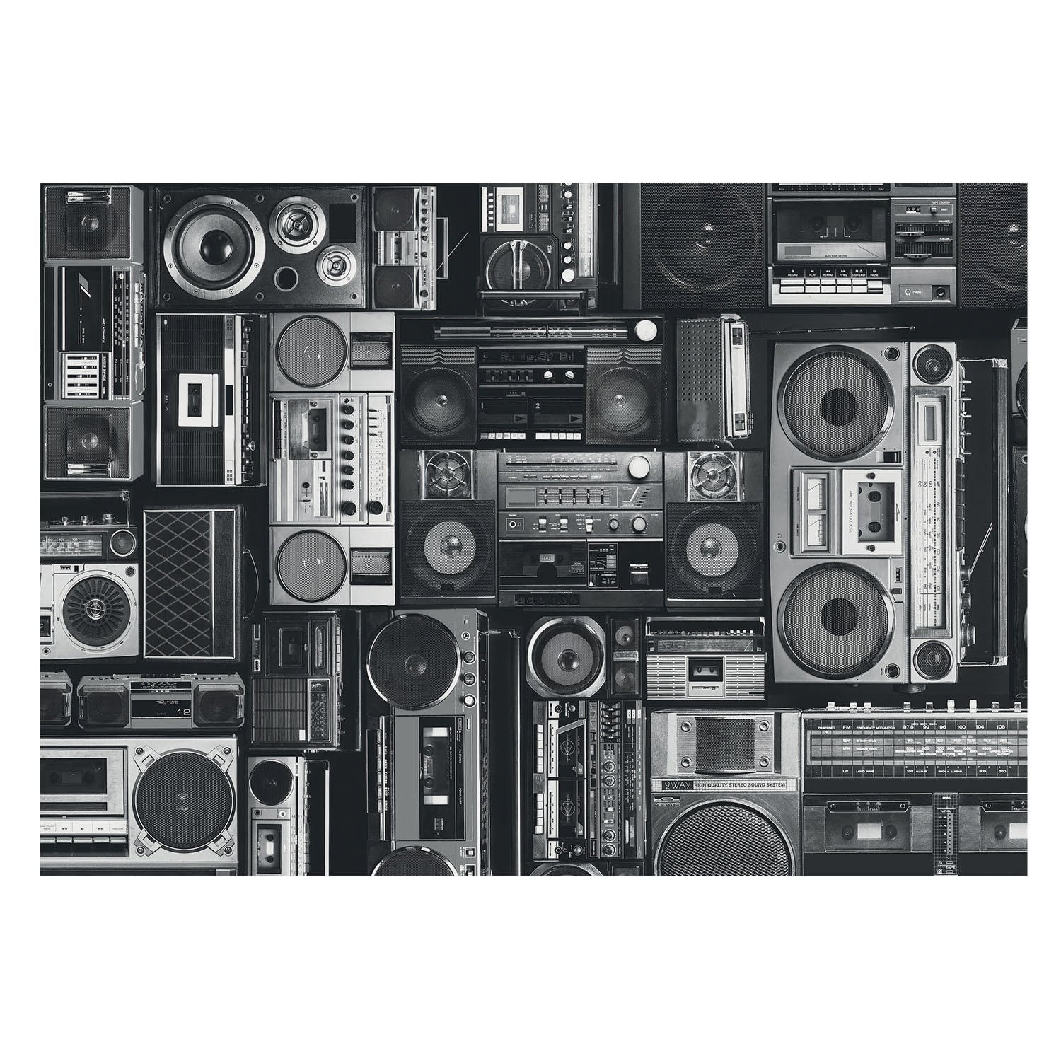 FOTOTAPETE 208x146 cm - Retro-Radio - Schwarz, Textil (208/146cm) - Wallfluent