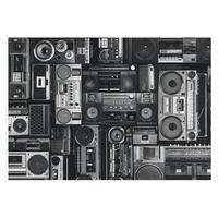 FOTOTAPETE 208x146 cm - Retro-Radio - Schwarz, Textil (208/146cm) - Wallfluent