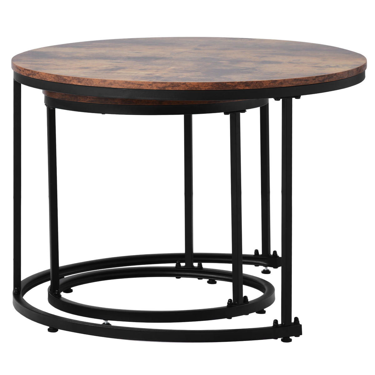 COUCHTISCH-SET aus MDF 50x70,5 cm und 45,5x44 cm Braun verschachtelbar mit Metallgestell - Braun, Holzwerkstoff (70.5/70.5/50cm) - Modfu