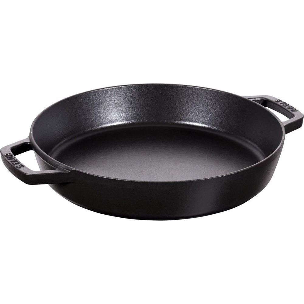 GUSSEISERNE Bratpfanne mit zwei Griffen, 34 cm NPC405110730 - Schwarz, Metall (34cm) - Staub
