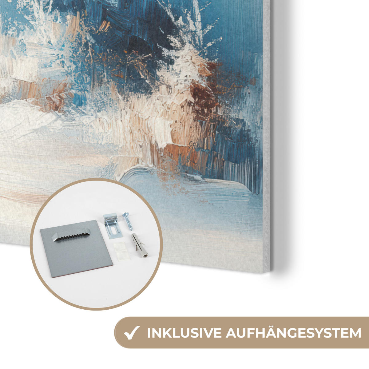 AKUSTIKBILD Wald - Winter - Natur - Abstrakt - Schnee Akustikpaneele 90x60 cm - Weiß, Kunststoff (90/60/0.9cm) - MuchoWow