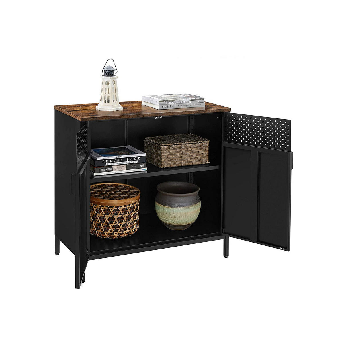SIDEBOARD AUFBEWAHRUNGSSCHRANK - Braun, Holzwerkstoff (40/76/80cm) - Hansiro