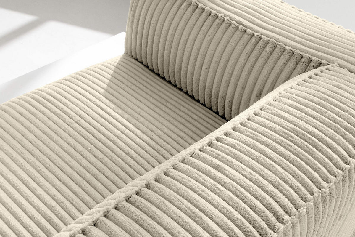 3-SITZER-SOFA FEROX Modern, Cord-Stoff, cremefarben - Creme, Textil (246/73/96cm) - KONSIMO®
