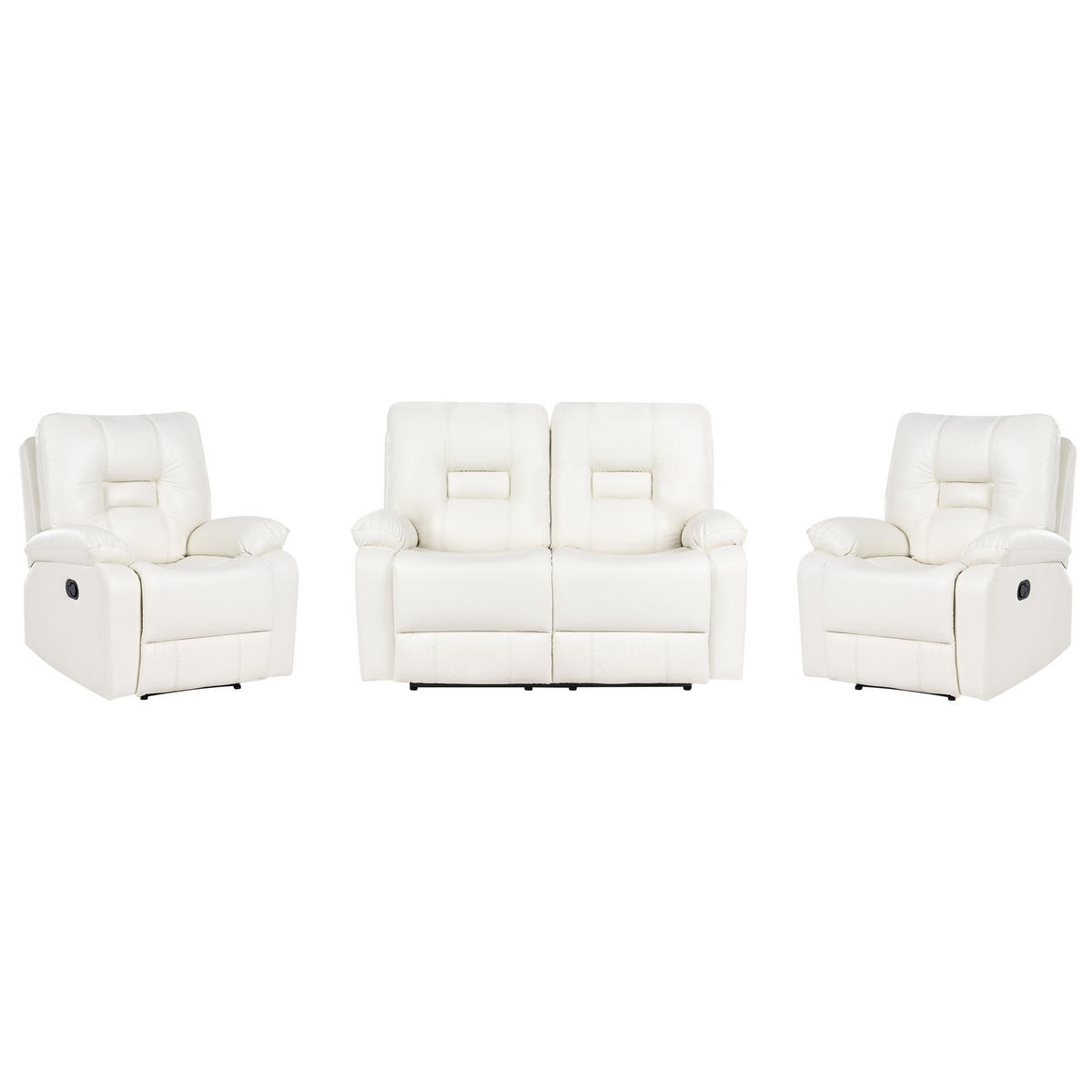 SOFA-SET manuell verstellbar 4-Sitzer Kunstleder Weiß Bergen - Weiß, Kunststoff (149/101/72cm) - Beliani