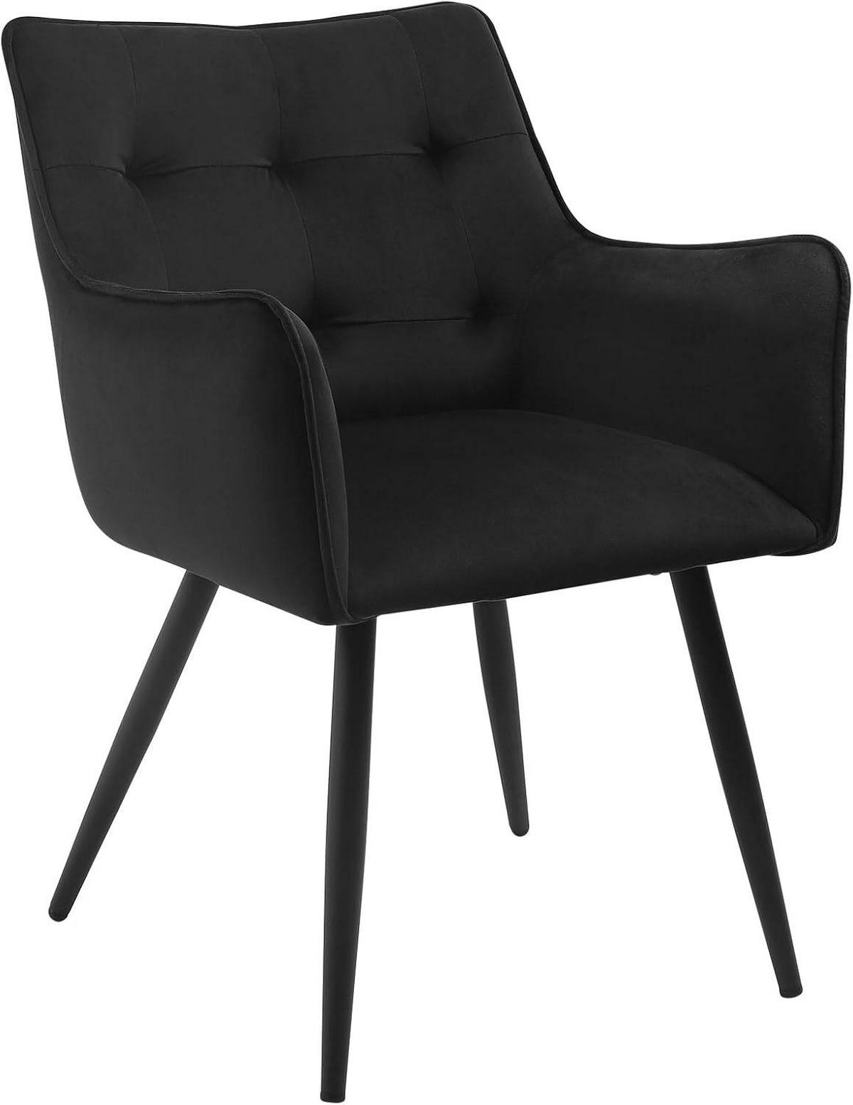 ESSZIMMERSTUHL mit Samtbezug, Schwarz - Schwarz, Textil/Metall (54/80/48cm) - Woltu