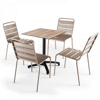 GARTENSET 5-tlg., Eichenfurnier/Taupe - Taupe/Eiche Bianco, Metall - Oviala