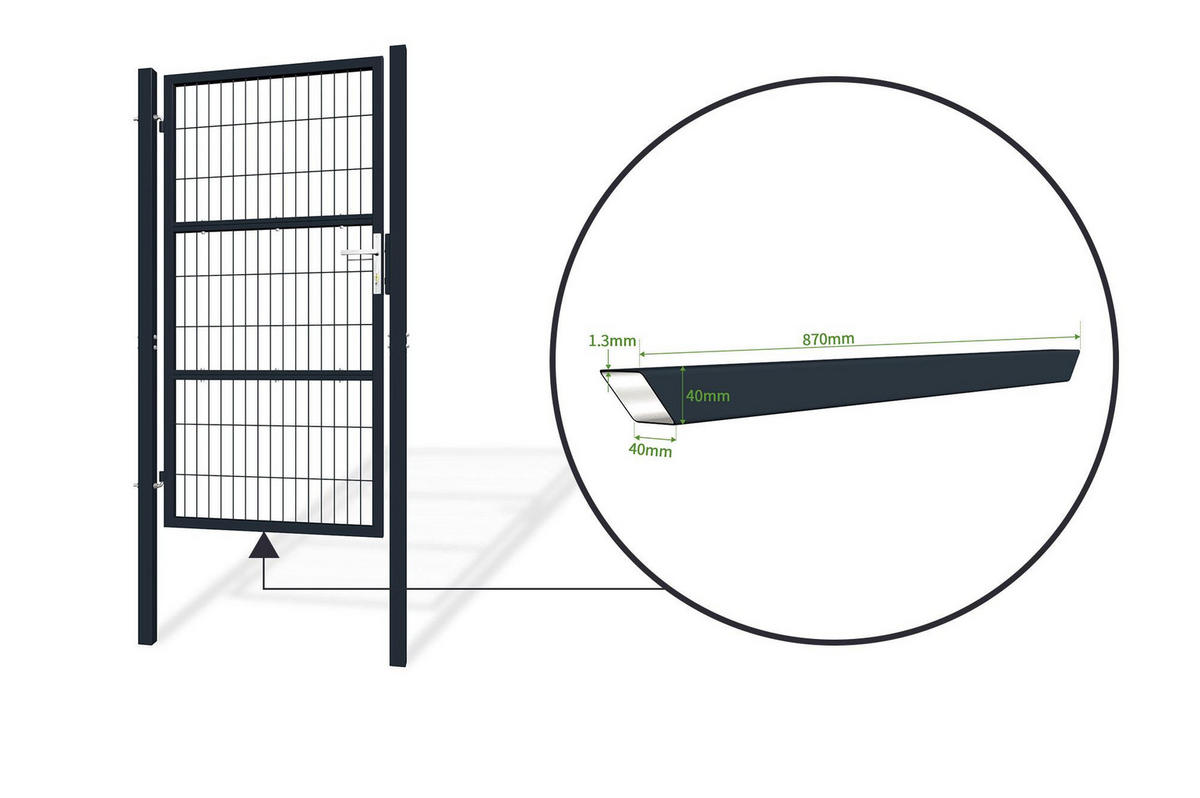 ZAUNTOR Razo grau 1m H.180cm Metall - Grau, Metall (106/186cm) - Casanoov