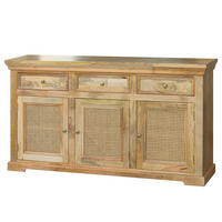 MASSIVES SIDEBOARD mit 3 Schubladen - Mango / Beige - Beige/Goldfarben, Holz/Naturmaterialen (160/90/40cm) - home24