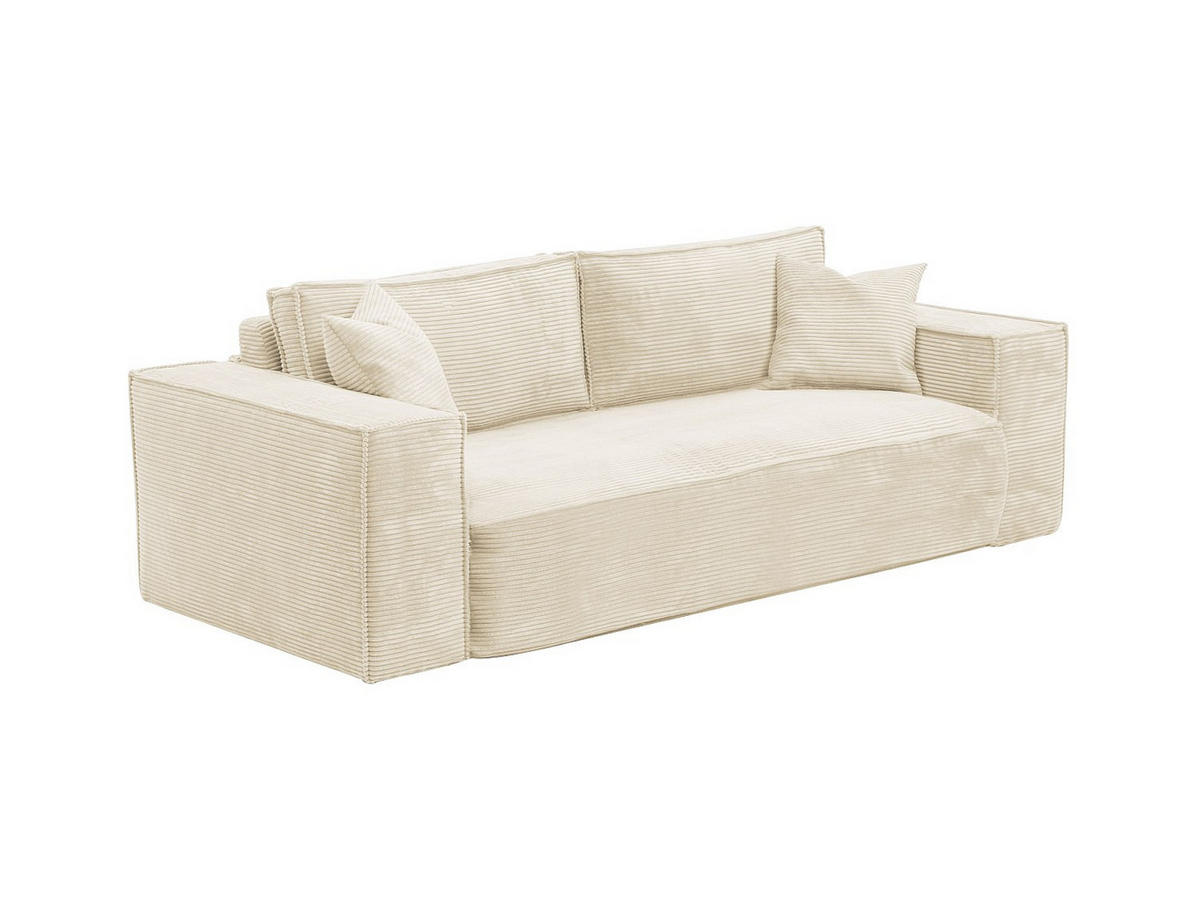 SCHLAFSOFA - 3 Personen - Samt, Stoff - Beige - - Beige, Textil (216/80/105cm) - Vente-Unique