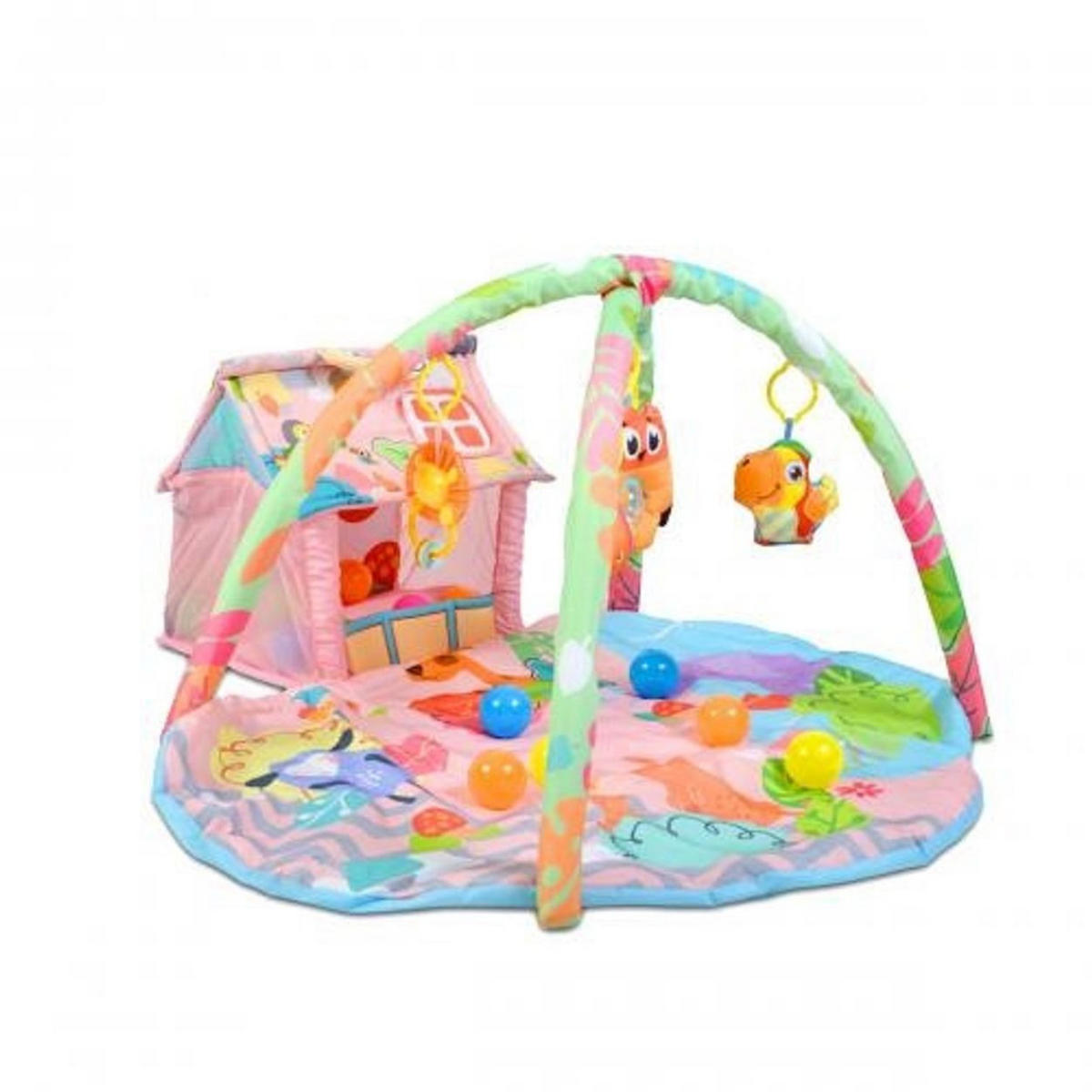 SPIELBOGEN Happy Farm pink Activity-Center, 30 Spielbälle, kleines Haus, 100% Polyester - Multicolor, Textil (85/48/90cm) - Moni