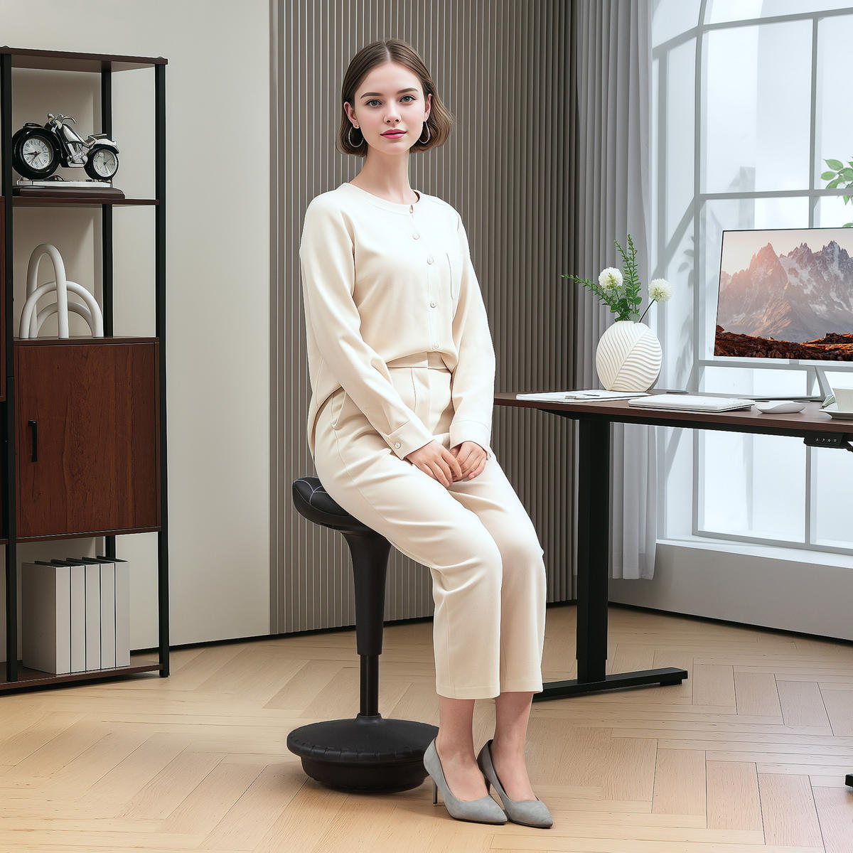 BÜROHOCKER DE-05240 Ergonomisch, höhenverstellbar & neigbar Schwarz - Schwarz, Kunststoff (34/83.5/34cm) - ComfortXL