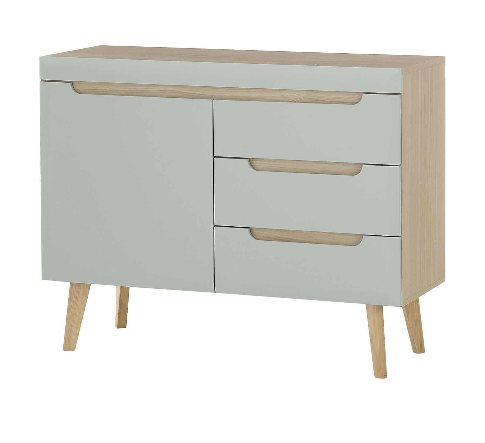 SIDEBOARD Pistazie grün, Eiche, skandinavisch 107 cm, Kommode mit Soft-Close - Eichefarben/Pastellgrün, Holz/Holzwerkstoff (107/83/40cm) - Furn.Design