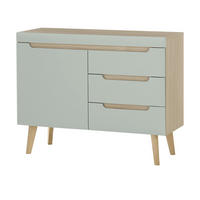 SIDEBOARD Pistazie grün, Eiche, skandinavisch 107 cm, Kommode mit Soft-Close - Eichefarben/Pastellgrün, Holz/Holzwerkstoff (107/83/40cm) - Furn.Design