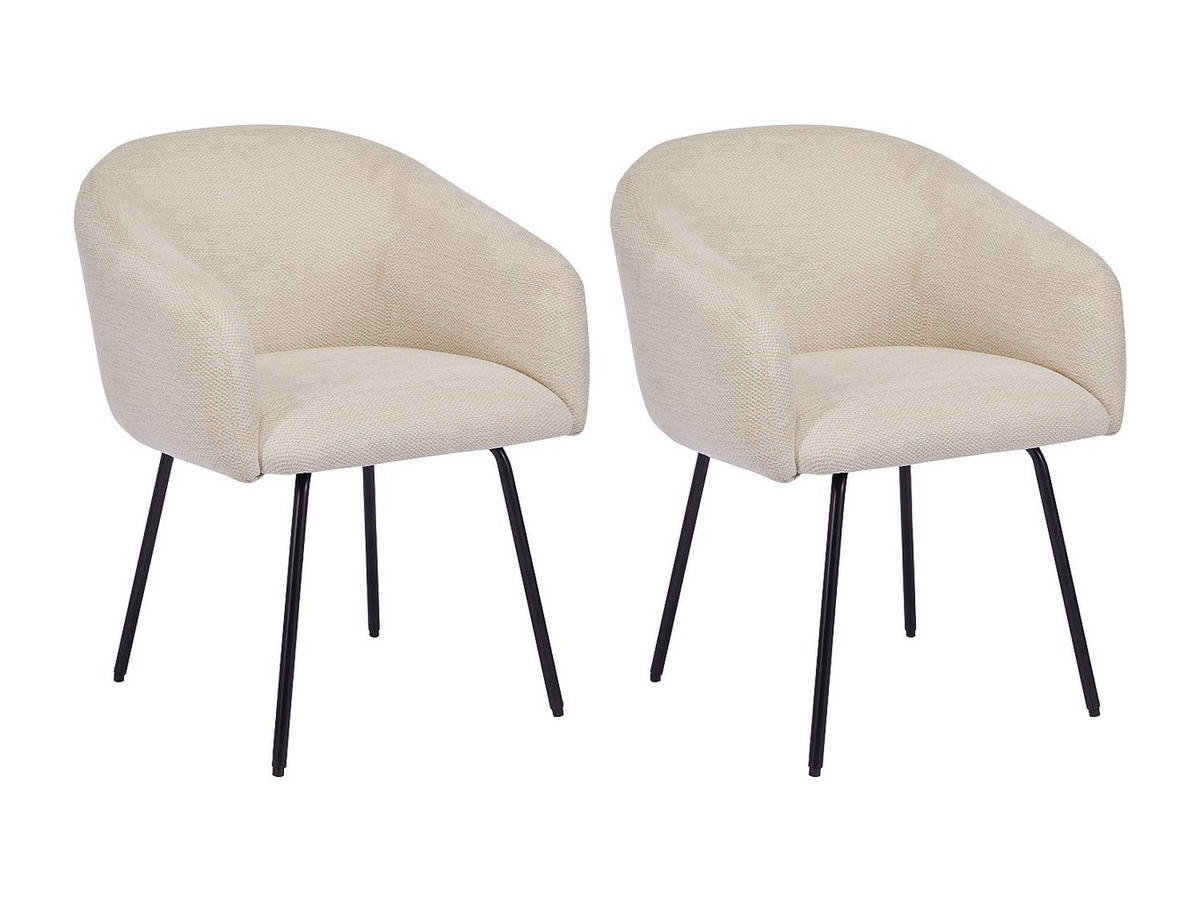 STUHL - 61 cm x 62 cm - Stoff - Cremefarben - NISTOSIA - Creme, Textil (61/78/62cm) - Vente-Unique