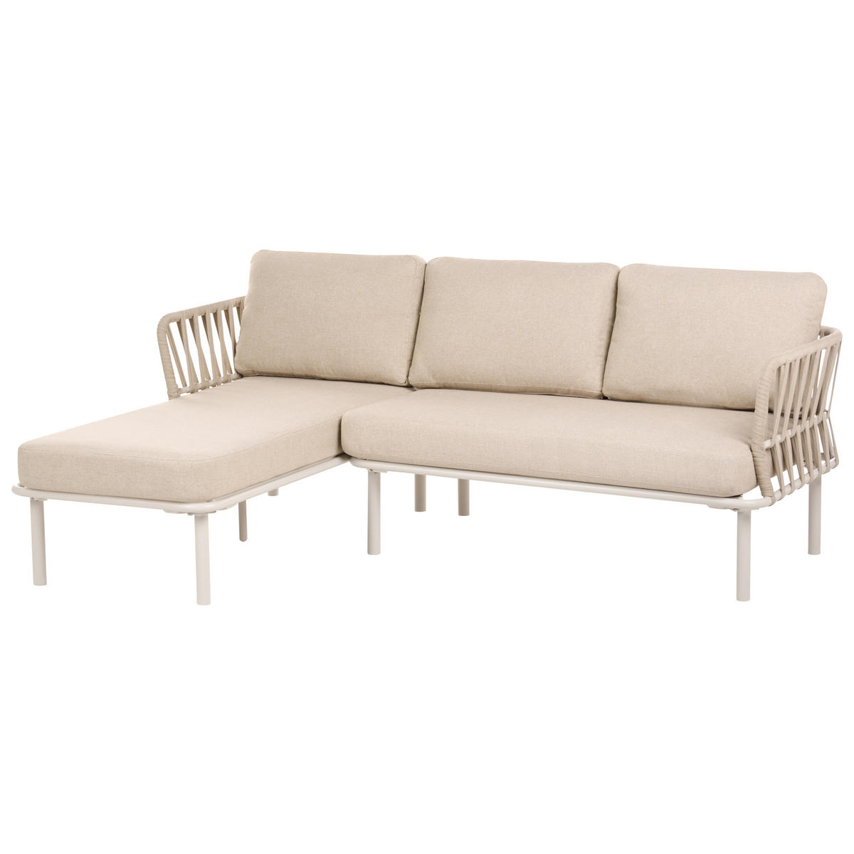 GARTEN Ecksofa mit Tisch 3-Sitzer Metall Beige rechtsseitig Orte - Beige, Metall - Beliani