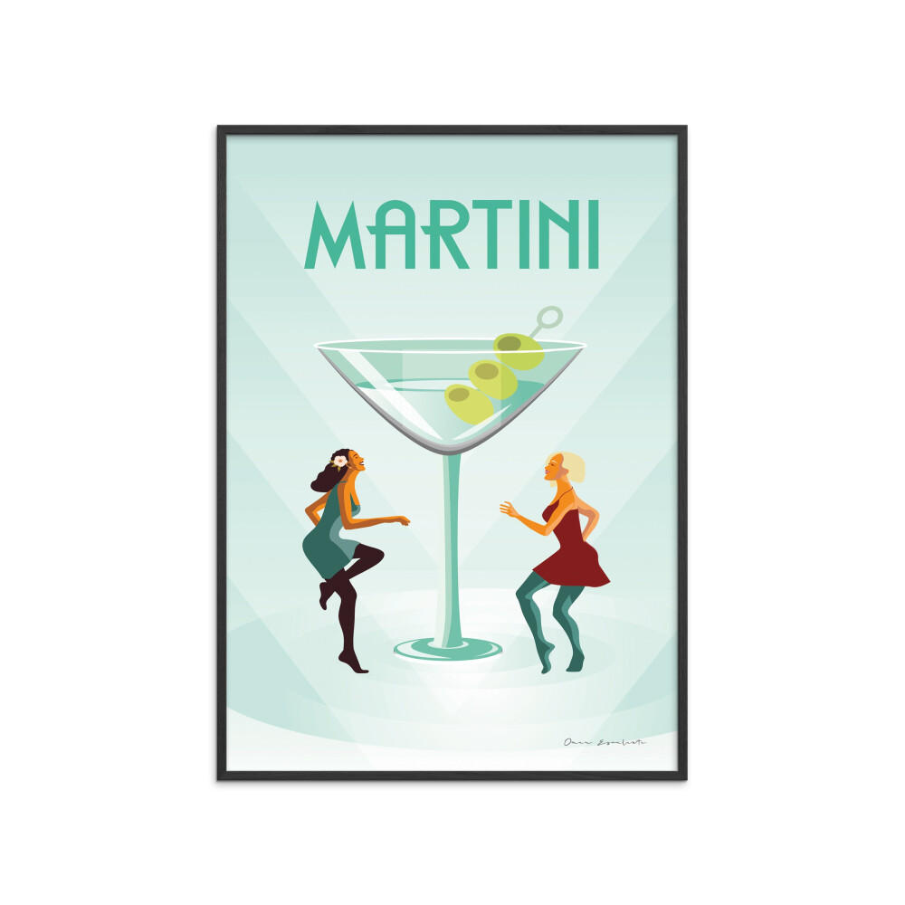 POSTER mit Rahmen Wild Apple - Martini - Schwarz/Grün, Holz/Papier (30/40cm) - Poster&Frame