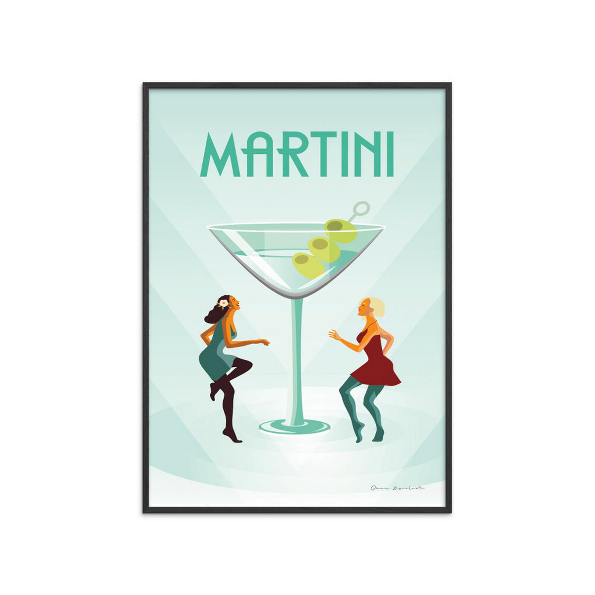 POSTER mit Rahmen Wild Apple - Martini - Schwarz/Grün, Holz/Papier (30/40cm) - Poster&Frame