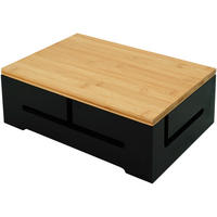 KABELBOX - Schwarz, Holz (22/32/11cm) - Relaxdays