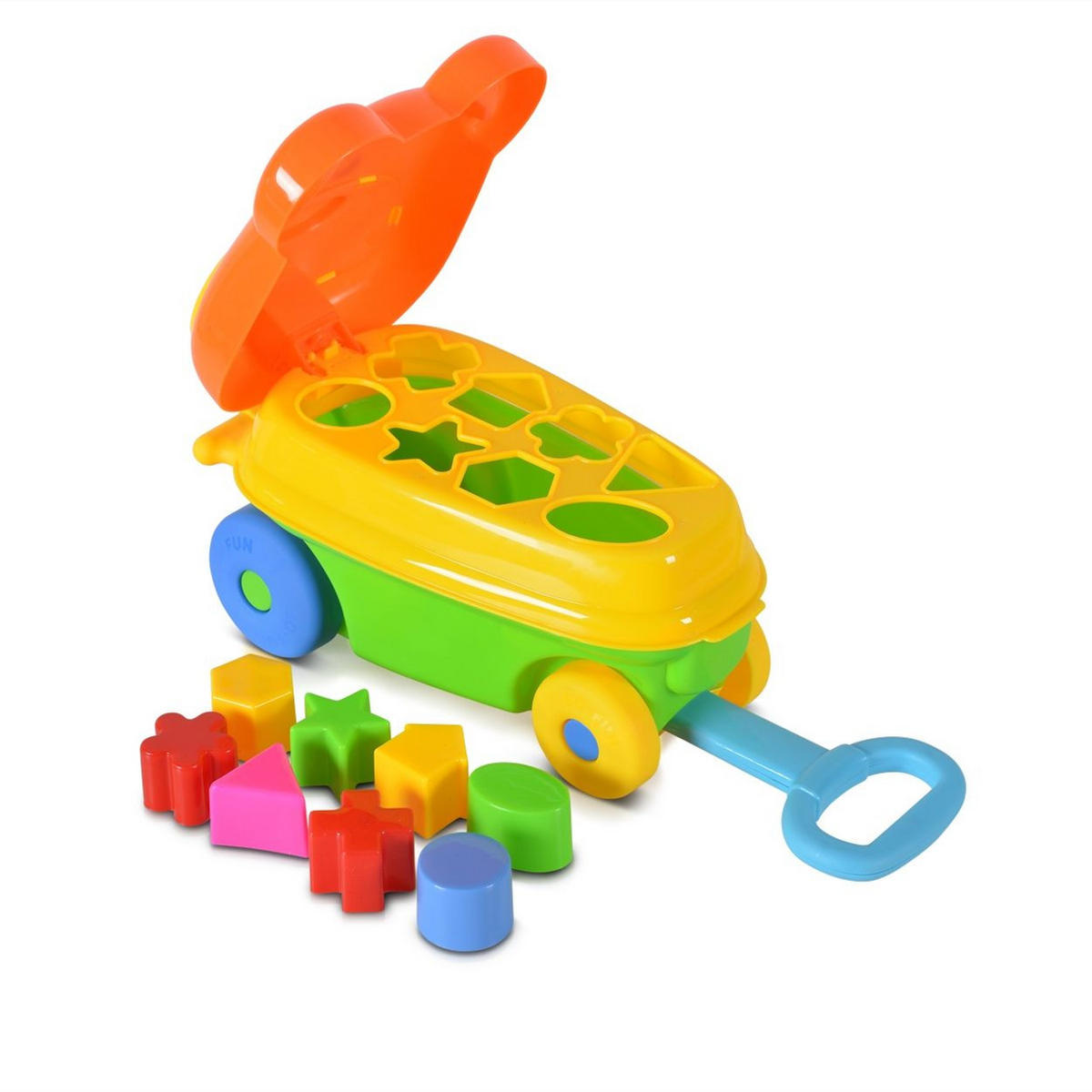 SORTIERSPIEL Sortierer 35368 2 in 1 Formen, Räder, 2 in 1, Steckbox, Spielzeugauto, ab 18 Monate - Multicolor, Kunststoff (15/15/35cm) - Moni