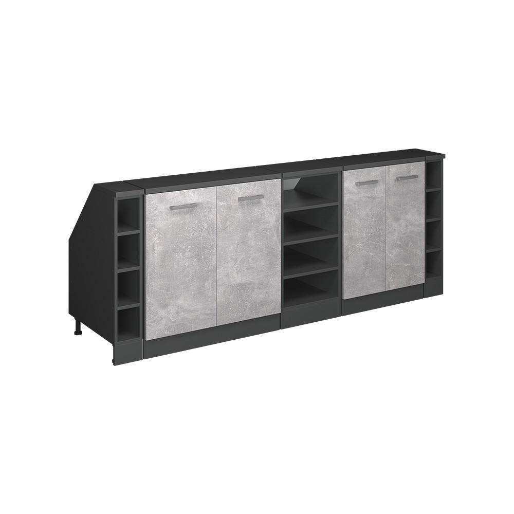 SET DE DULAPURI PENTRU ACOPERISURI IN PANTA Rion beton 210 cm Set de 5 corpuri dulap adancime 60 cm