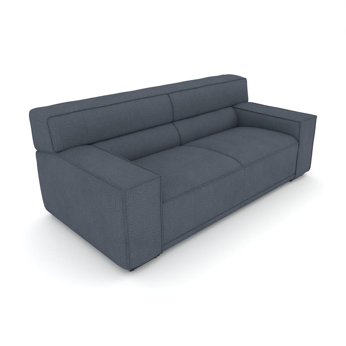 3-SITZER Umea Chenille Blau 204/106/78 cm - Dunkelgrau, Kunststoff/Textil (204/78/106cm) - foamnova