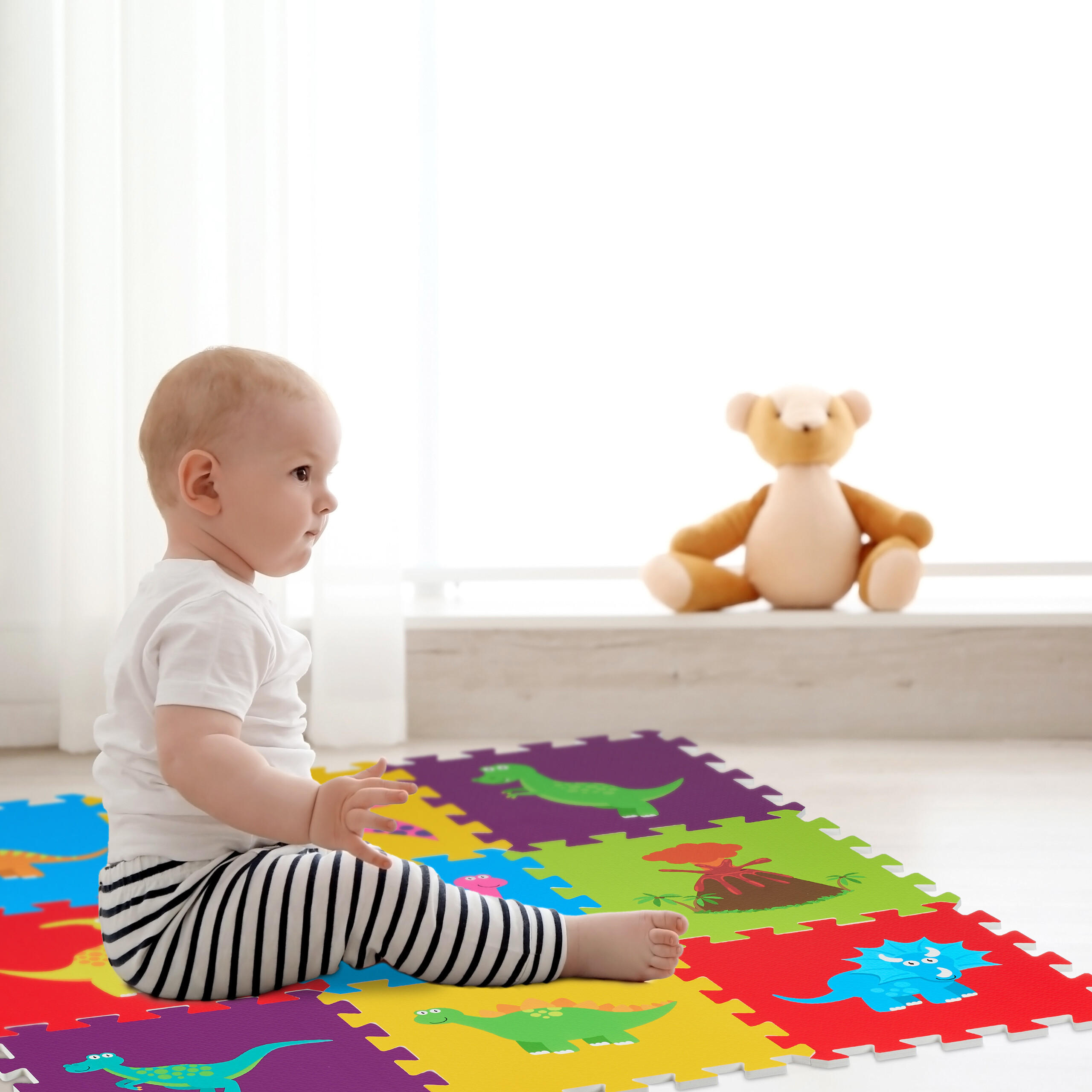 9tlg.PUZZLEMATTE - Multicolor, Textil (30/30cm) - Relaxdays