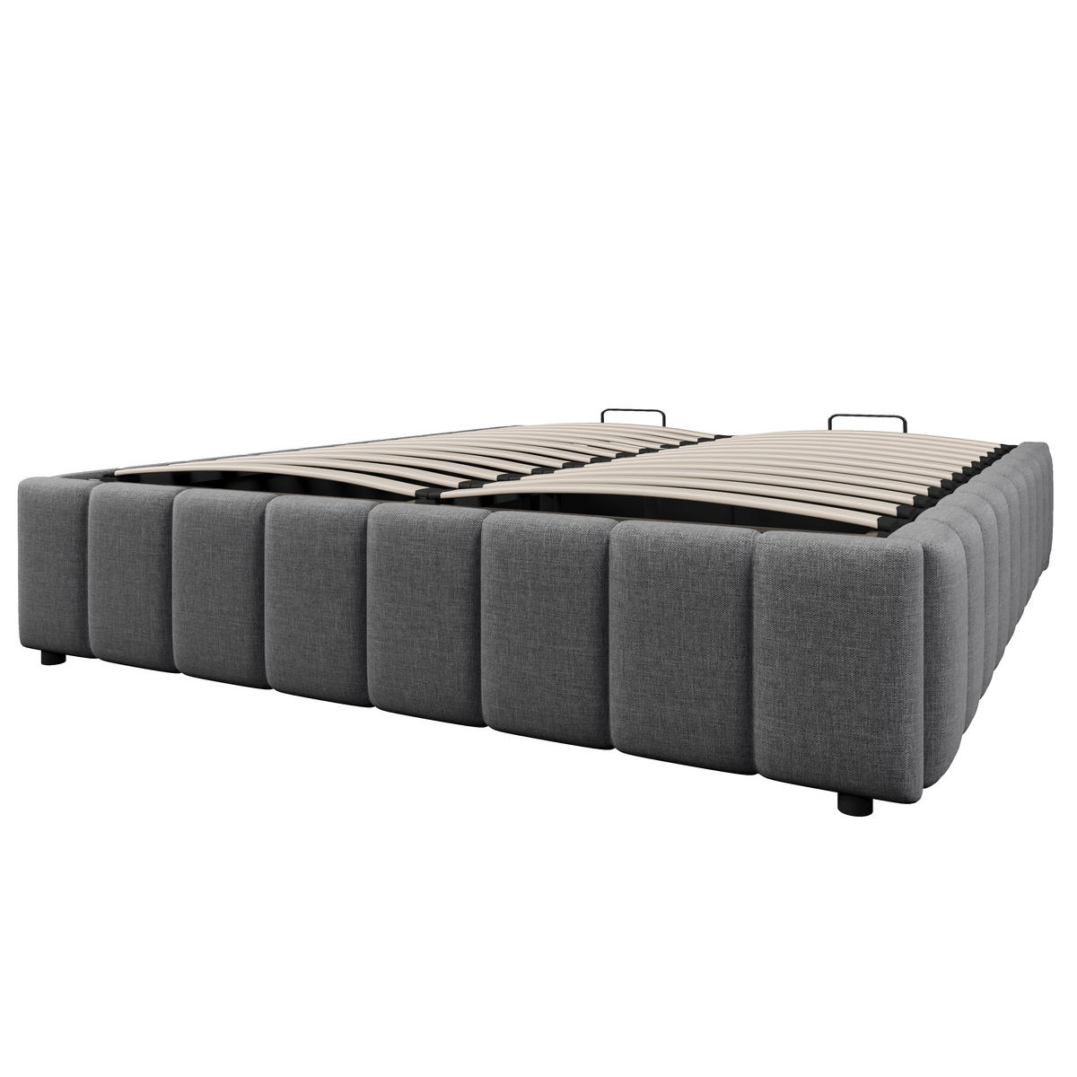 POLSTERBETT 140x200cm Grau hydraulische Lagerung ohne Kopfteil - Grau, Holz (140/200cm) - FLIEKS