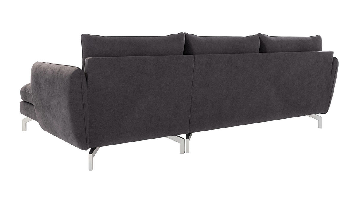 ECKSOFA Elou Graphit Microfaser - Chromfarben/Graphitfarben, Holz/Textil (261/167cm) - S-Style Möbel