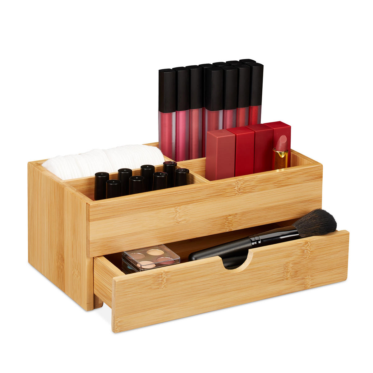 KOSMETIK Organizer - Hellbraun, Holz (27/11/15cm) - Relaxdays
