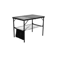 CAMPINGTISCH aus Aluminiumlegierung Eisen in Schwarz klappbarer Rechteckig Gitter-Tischplatte Felsenfeste Stabilität 90 cm B x 60 cm T x 42/66 cm H - Schwarz, Metall (60/90/42cm) - Livingandhome