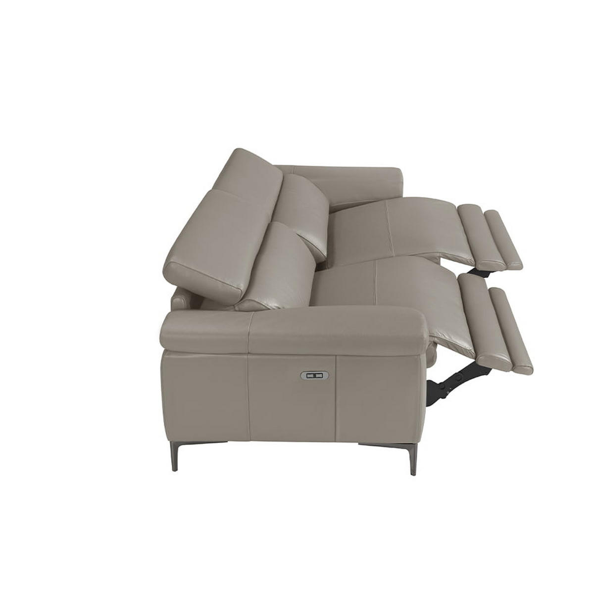 SOFA 3-SITZER Dunkelgrau Dunkler Stahl 214/102/97 cm - Dunkelgrau/Grau, Leder (214/97/102cm) - ANGEL CERDA