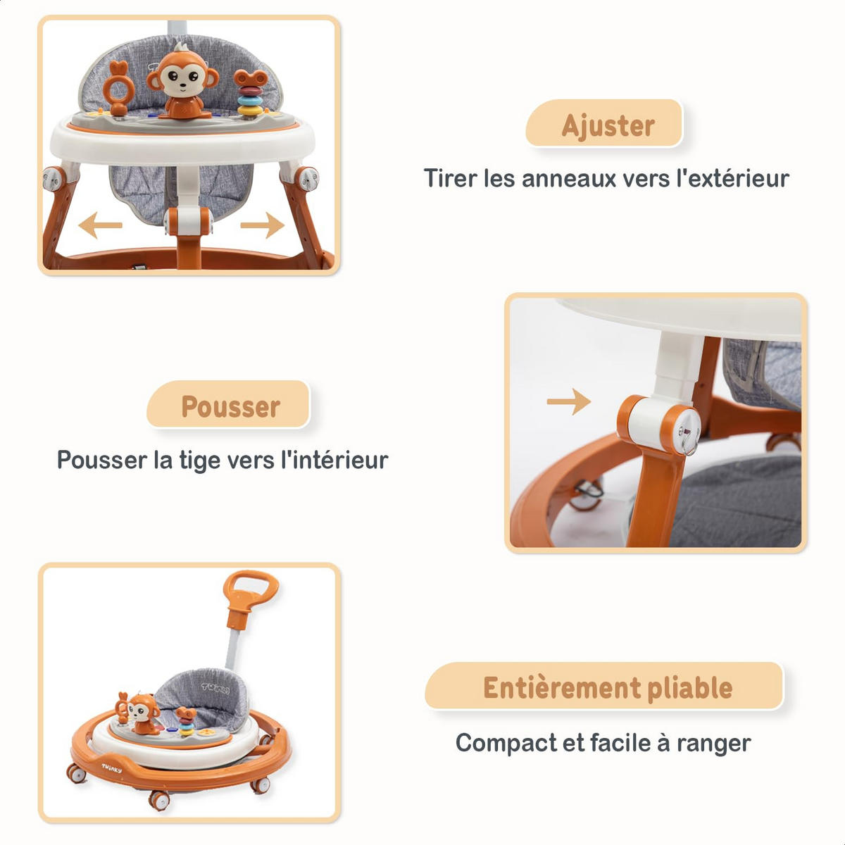 LAUFLERNWAGEN mit Spielset & Bodenmatte Braun - Braun, Kunststoff (70/70cm) - Twinky