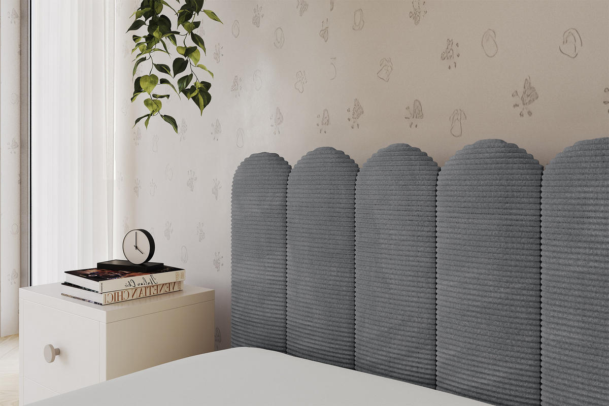 EINZELLBETT Jugendbett mit Bettkasten, Rechts - ARTY 90x200 Dunkelgrau - Schieferfarben, Holzwerkstoff/Textil (90/200cm) - ALTDECOR