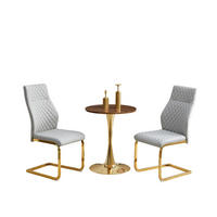 ESSGRUPPE DE-39414 3-teilig, mit 2 Stühlen und Rautenmuster Hellgrau - Grau, Metall (60/72/60cm) - ComfortXL
