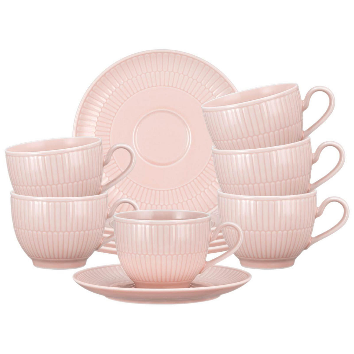 KAFFEETASSEN MIT UNTERTASSEN Amina Rosé 250 ml 6er Set - Rosa, Keramik (0.25L) - Seltmann Weiden