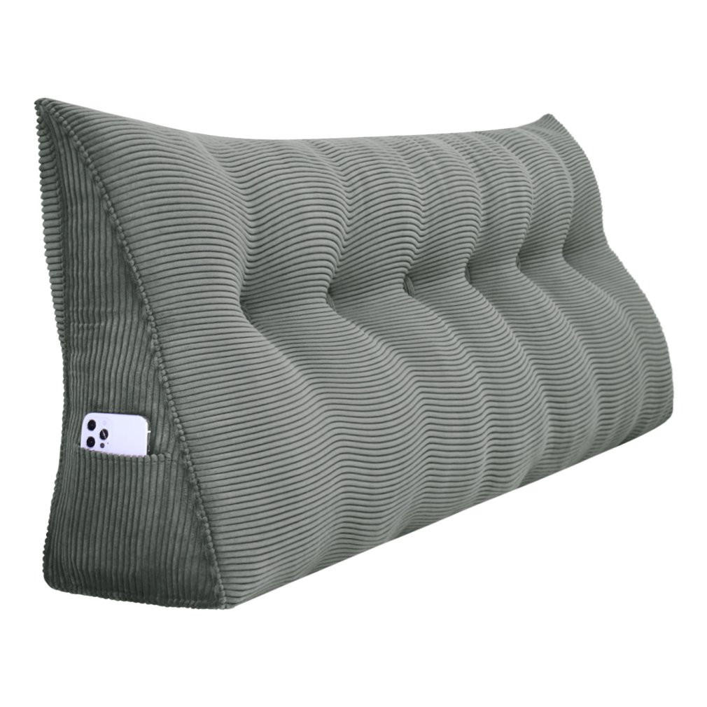 RÜCKENKISSEN für Bett Kord Grau 180 cm - Grau, Textil (50/180cm) - Vercart