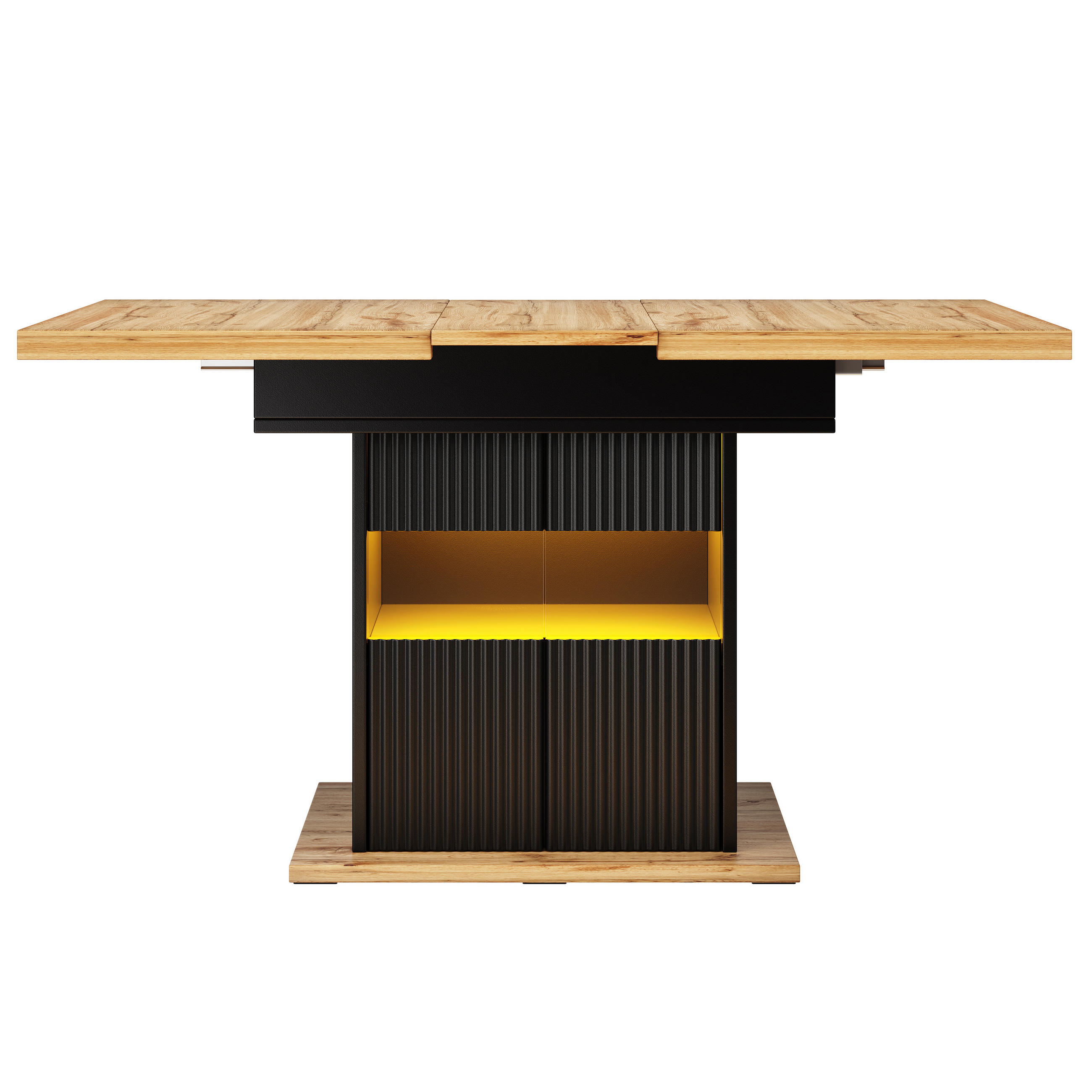 ESSTISCH 110–140/80/76cm, Schwarz/Holzfarben - Schwarz, Holzwerkstoff (140/80/76cm)