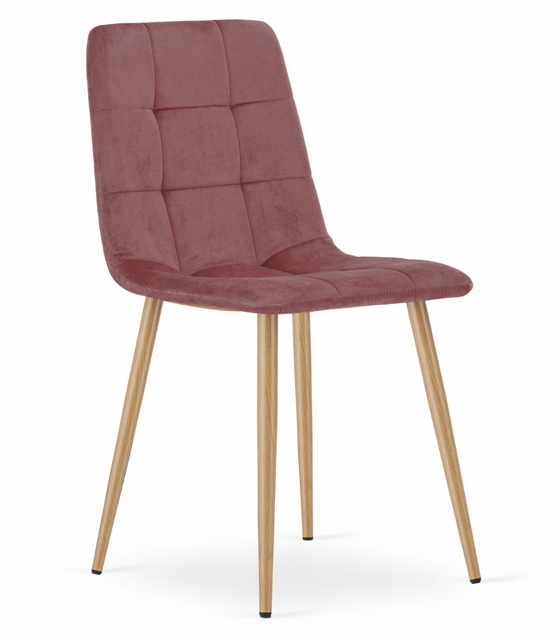 STUHL CETARA 1 Stück, Rosa, Metallbeine in Holzfarbe, mit Samtstoff gepolstert - Rosa, Textil/Metall (45/87/51cm) - Komodee