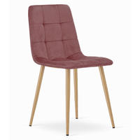 STUHL CETARA 1 Stück, Rosa, Metallbeine in Holzfarbe, mit Samtstoff gepolstert - Rosa, Textil/Metall (45/87/51cm) - Komodee