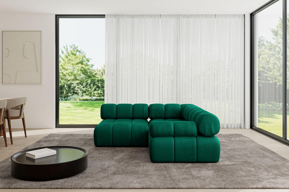 ECKSOFA modulares Sofa Mende-L1 - 190x190x70 cm Dunkelgrün Velours - Dunkelgrün, Holzwerkstoff/Textil (190/190cm) - ALTDECOR