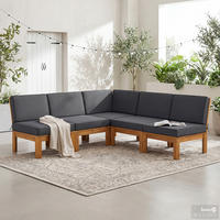 LOUNGEECKE - Webstoff / Akazie massiv - Anthrazit, Holz/Textil (71/73/71cm) - home24