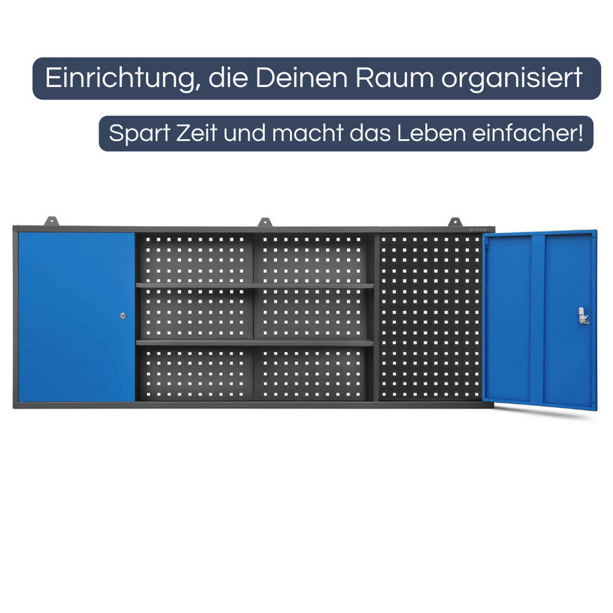 HÄNGESCHRANK Werkstatt abschließbar LEO 60x160x20cm Anthrazit-Blau - Anthrazit, Metall (160/60/20cm) - Jan Nowak