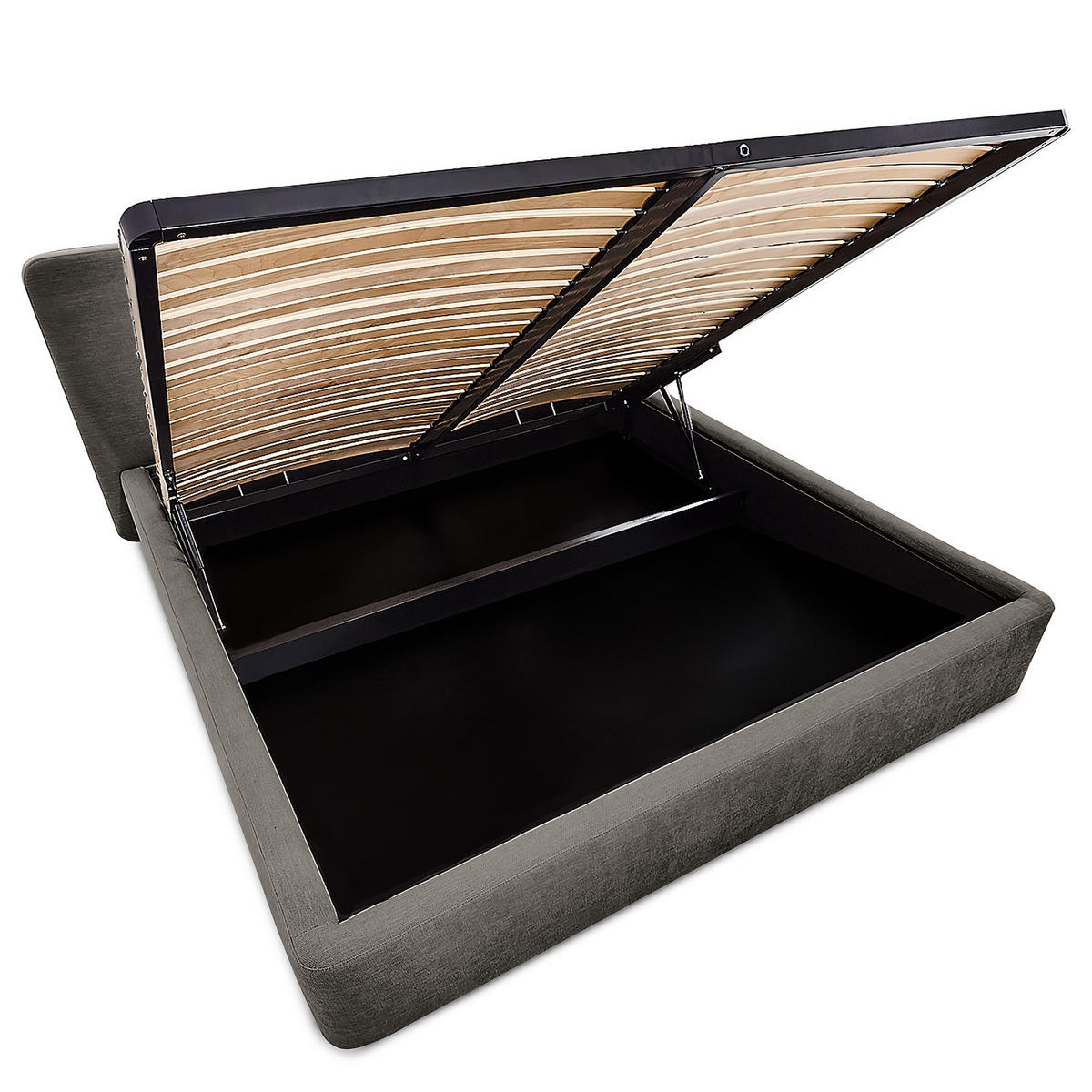 POLSTERBETT - Dunkelgrau, Holz/Textil (140/200cm) - home24