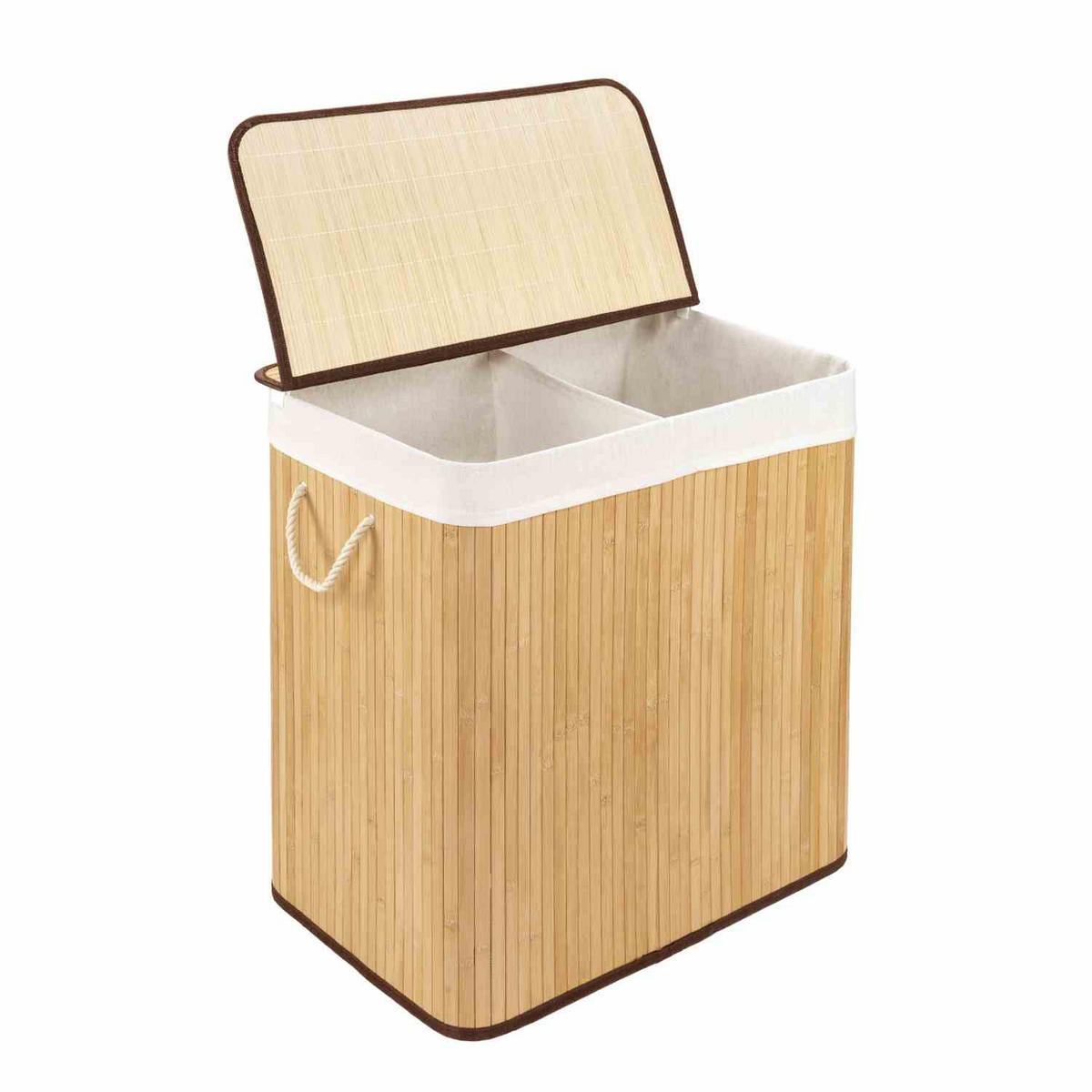 WÄSCHEKORB MIT DECKEL BAMBOO - Naturfarben, Naturmaterialien (60/60/40cm) - WohnDirect